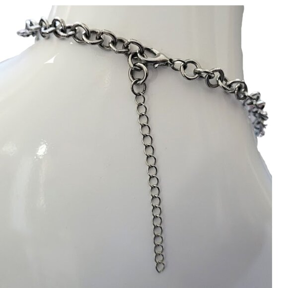 Mother Of Pearl Blue & White Beaded Oyster Shell Necklace 16" - Picture 6 of 10